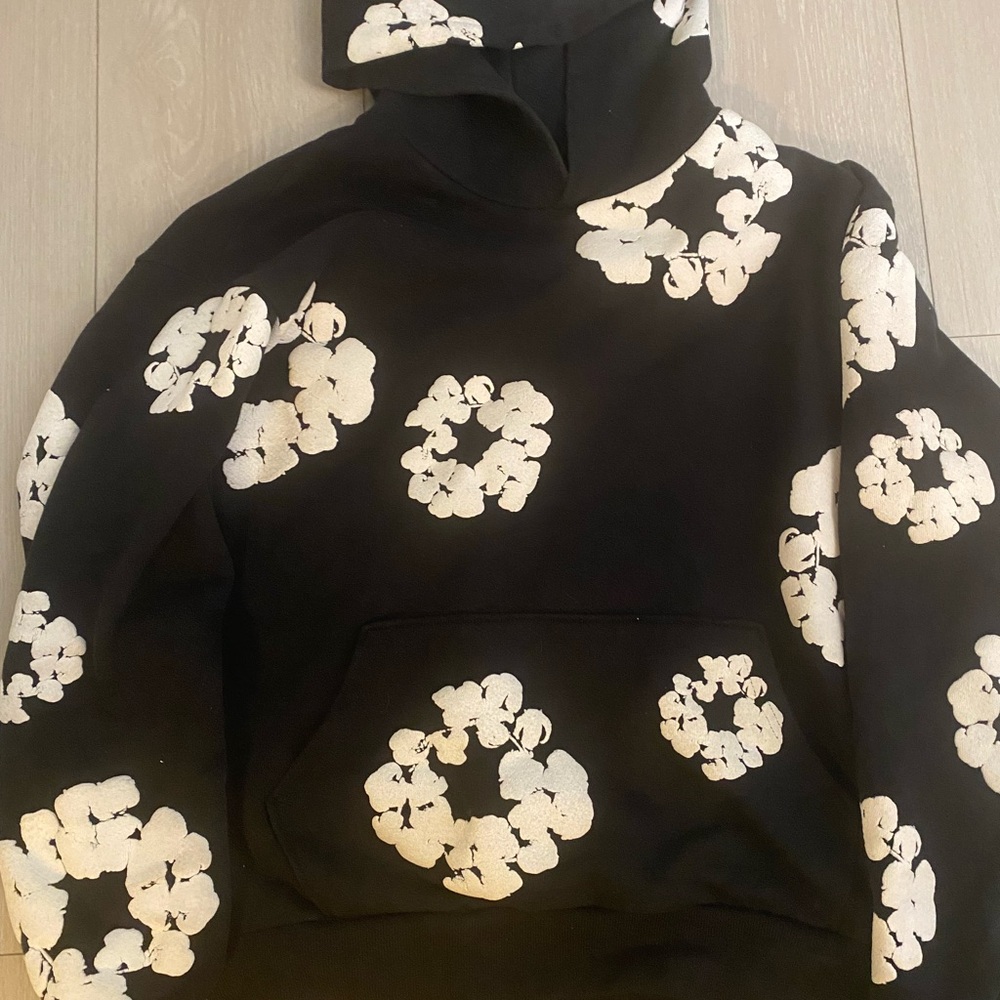 Stylish Black and White Floral Hoodie